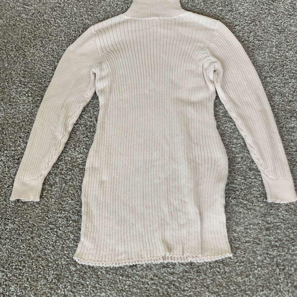 SHEIN Tween Girls Cream Long Sleeve Ribbed Dress